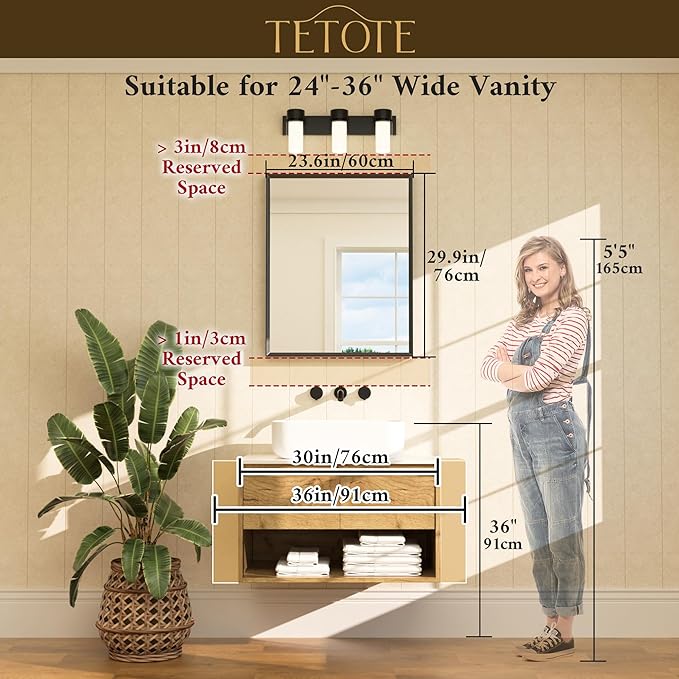 TETOTE Brushed Gold Bathroom Mirror 24" x 30" Brushed Gold Brass Rectangle - Image 5