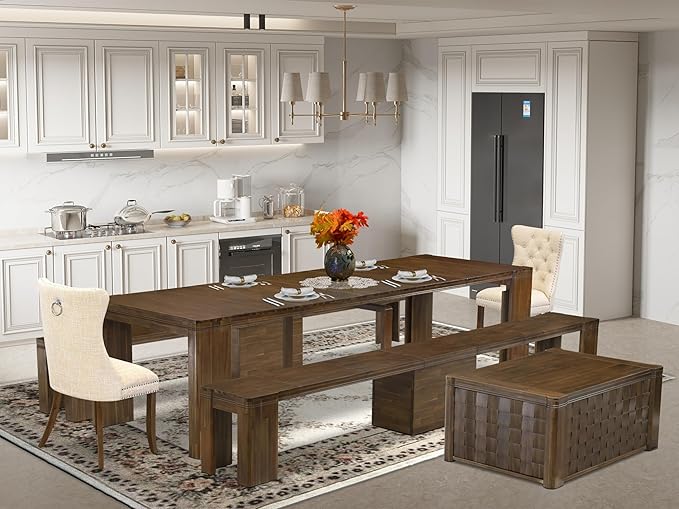 X02DA-2C8-32 6-Pc Dining Table Set includes an Extendable Rectangle Kitchen by LuxebyEastWestFurniture