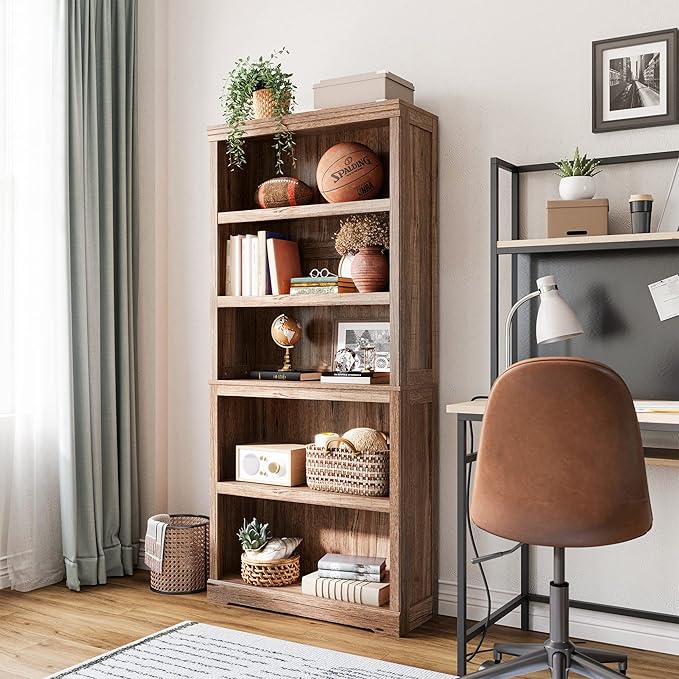 LINSY HOME 5-Shelf Bookcase, Bookshelves Floor Standing Display Storage Shelves - Image 2