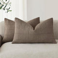 Foindtower Set of 2 Decorative Linen Check Throw Pillow Covers Neutral by Foindtower
