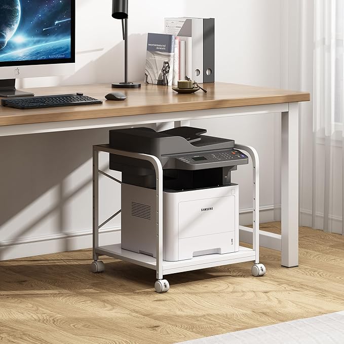 20 Inches Deep Large Printer Stand, 2 Tier Under Desk Printer Table - Image 7
