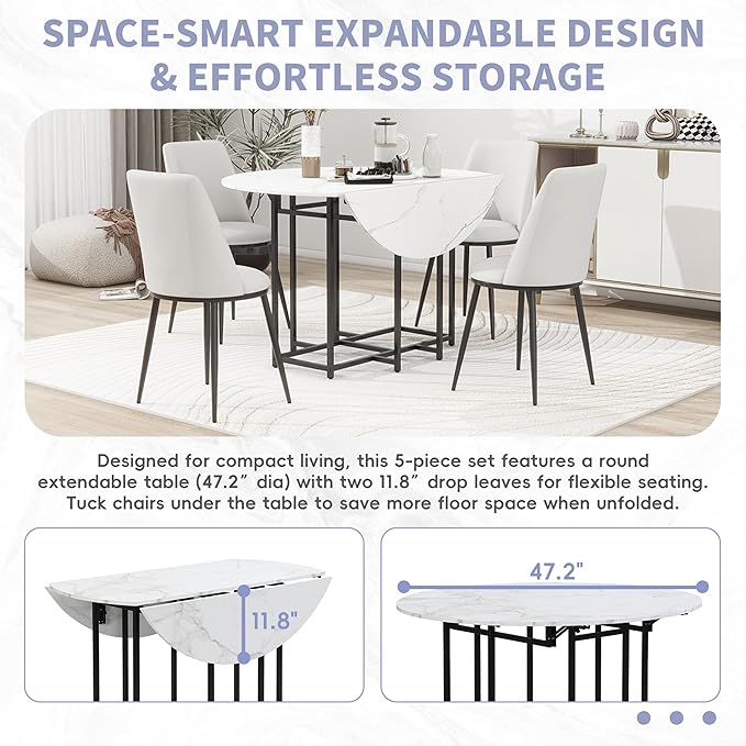 Merax 47.2” Round Dining Table Set - Image 7