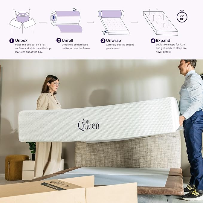 NapQueen 10 Inch Queen Size Mattress, Bamboo Charcoal Memory Foam Mattress - Image 5