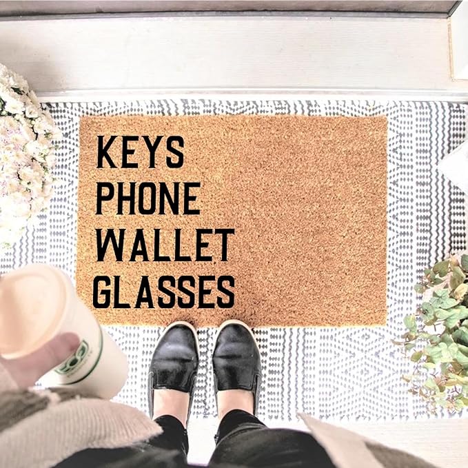 Funny Coir Doormat Keys Phone Wallet Glasses Front Door Mat Entryway Outdoor Mat - Image 2