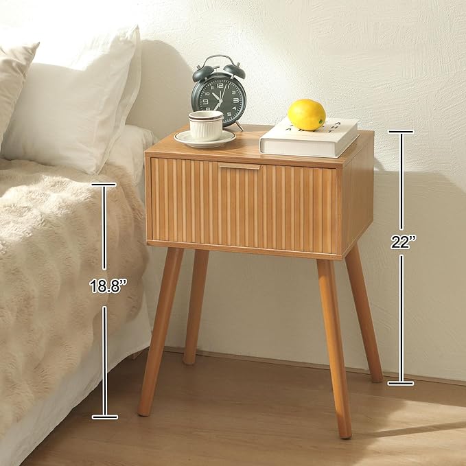 Fluted Nightstand, Small Bedside Table - Image 3