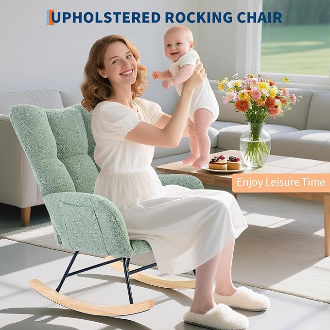 Nursery Rocking Chair, 300Lb Glider Chair - Image 7