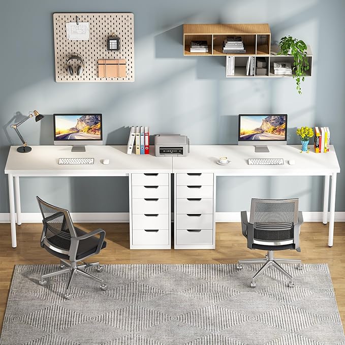Tribesigns Computer Desk with 5 Drawers, 47 inches Rustic Brown Home Office - Image 7