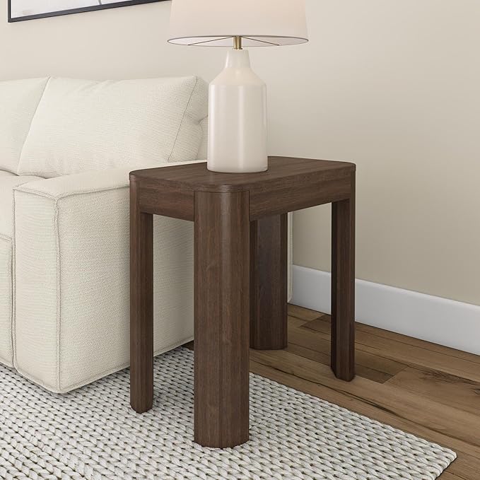 Plank+Beam Modern Rounded Rectangular Side Table, Solid Wood End Table by PlankBeam