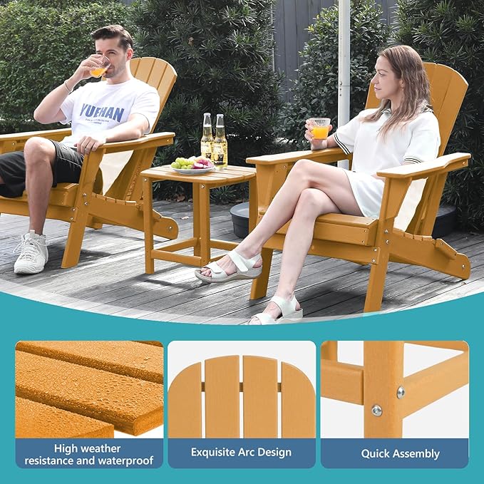 Hdpe Outdoor Adirondack Side Table, Wooden Textured, Set - Image 4