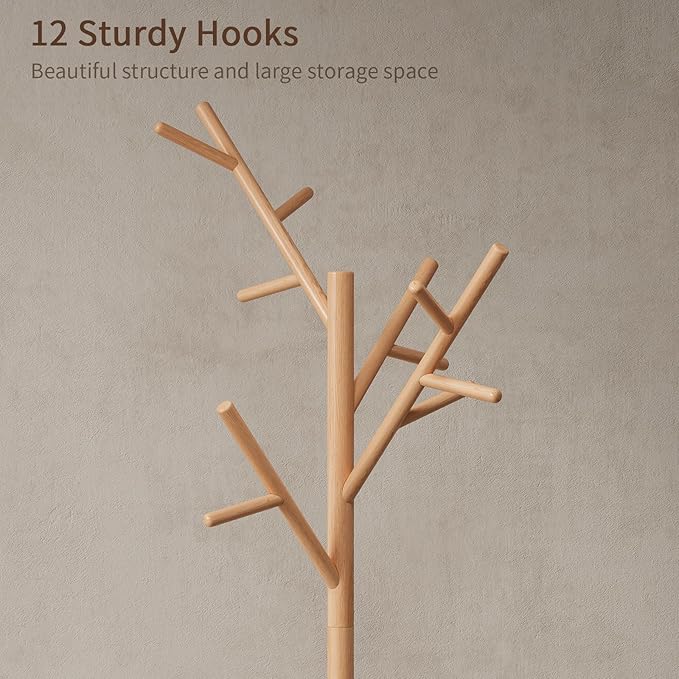 Coat Rack, Solid Wood Coat Rack Freestanding - Image 7