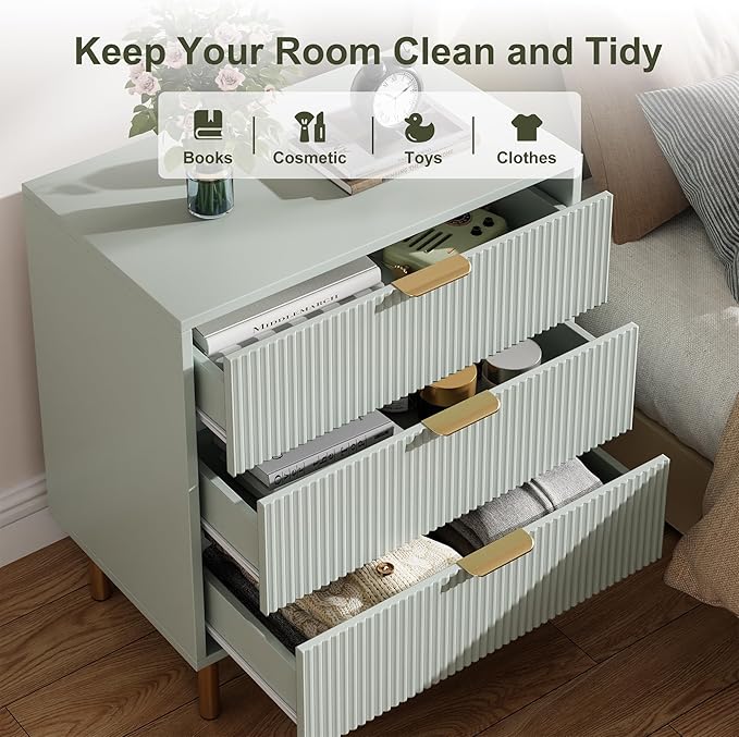 Green Dresser, Modern 3 Drawer Dresser - Image 5
