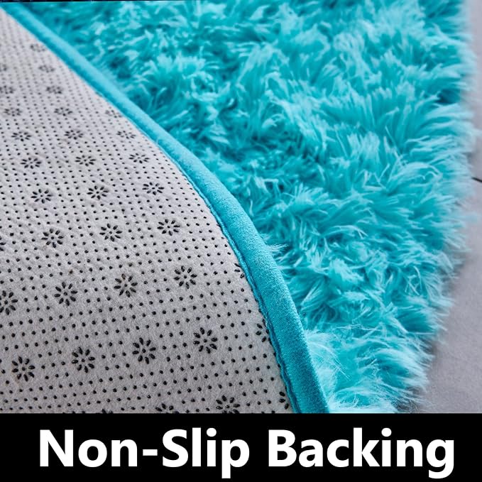 FJZFING Blue Round Rug Ultra-Soft Plush Modern 5x5 Circle Area Rug - Image 5