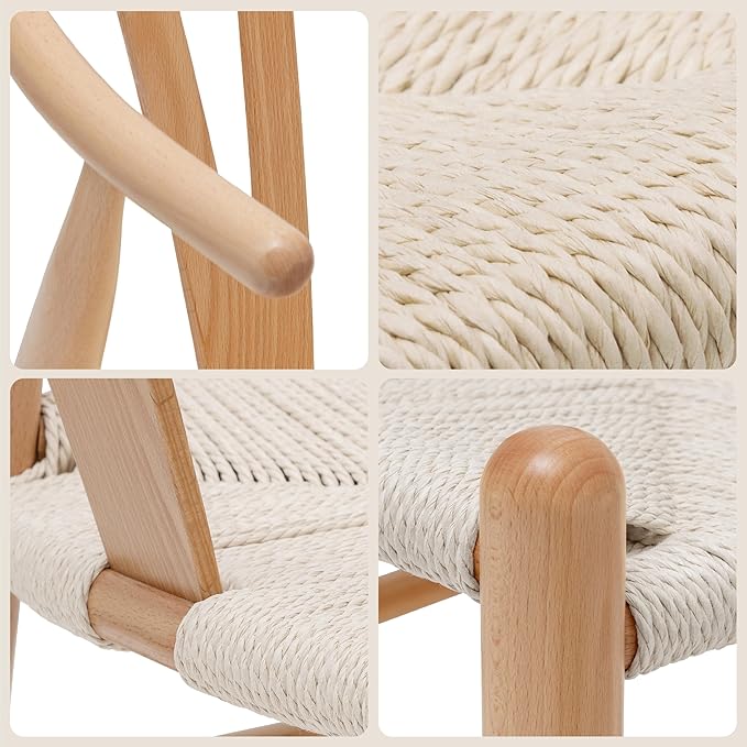 POLY & BARK Weave Dining Chairs – Mid-Century Modern Wishbone Dining Chairs - Image 7