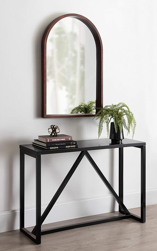 Kate and Laurel Hutton MidCentury Modern Farmhouse Arch Mirror, Walnut Brown - Image 7