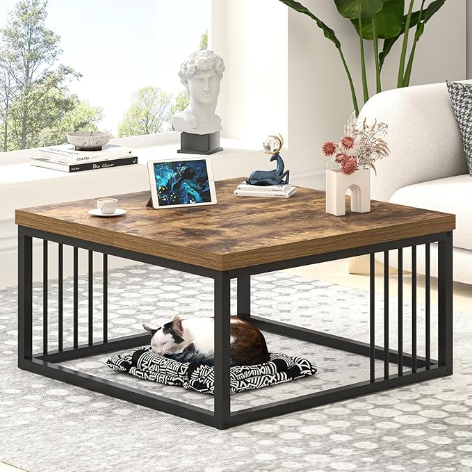 FOLUBAN Modern Coffee Table, Square Center Table - Image 3