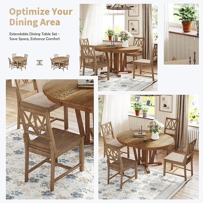 Ball & Cast Rustic 5-Piece Extendable Dining Table Set - Image 5