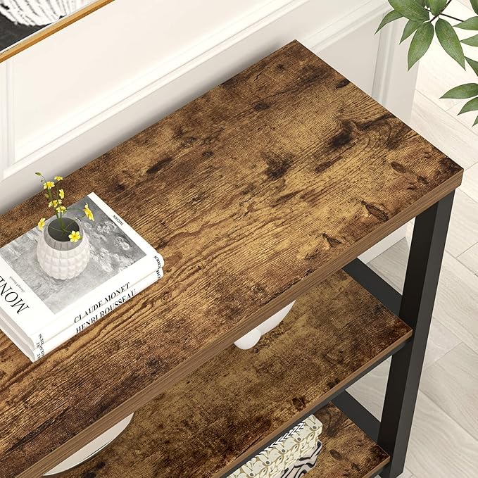 FOLUBAN Industrial Console Table, 3 Tier Entryway Table, Sofa Foyer Table - Image 4