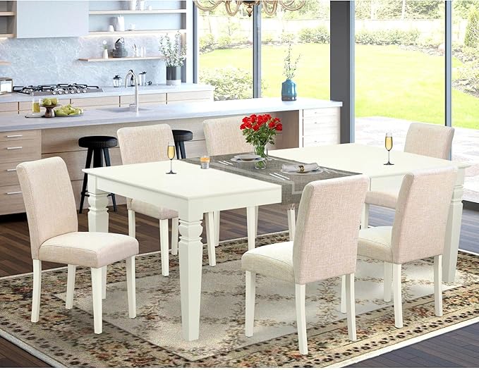 East West Furniture LGAB7-LWH-02 7 Piece Kitchen Table Set Consist of a - Image 2