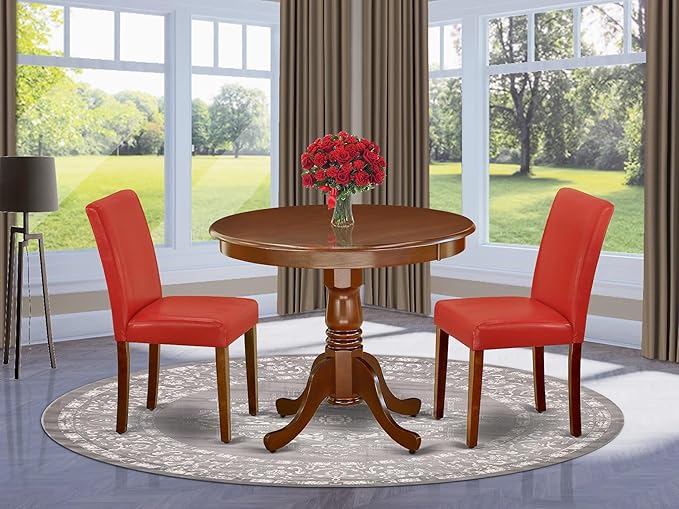 East West Furniture ANAB3-MAH-72 3 Piece Dinette Set - Image 2