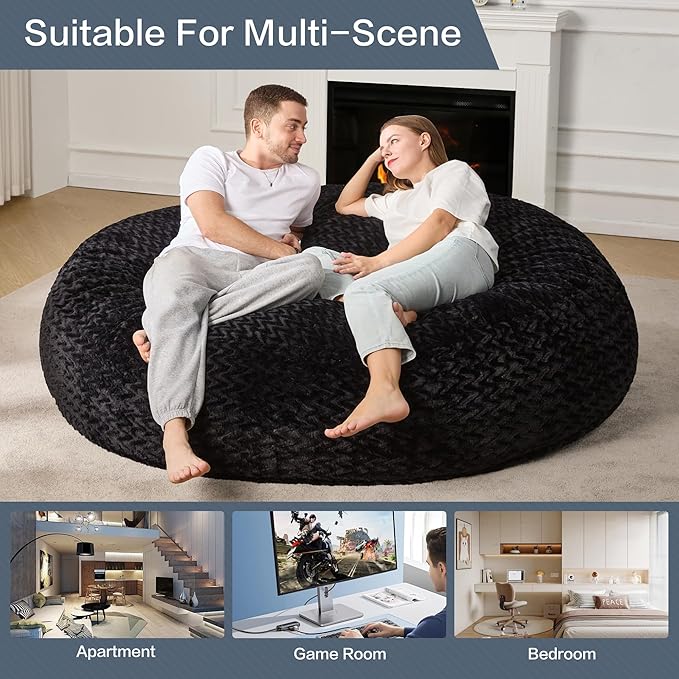 Hobestluk 6ft Bean Bag Chairs for Adults Large Beanbag Chair - Image 5