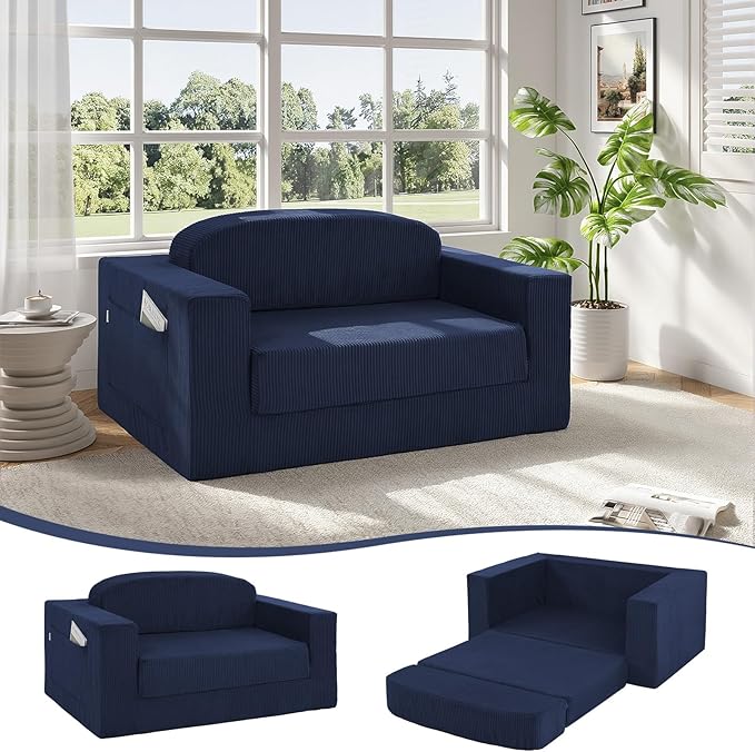 MeMoreCool Transform Your Space – 2-in-1 Corduroy Loveseat & Sleeper, Boneless by MeMoreCool