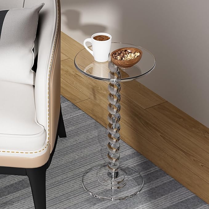 Acrylic Side Table, End Table Round Top - Image 5