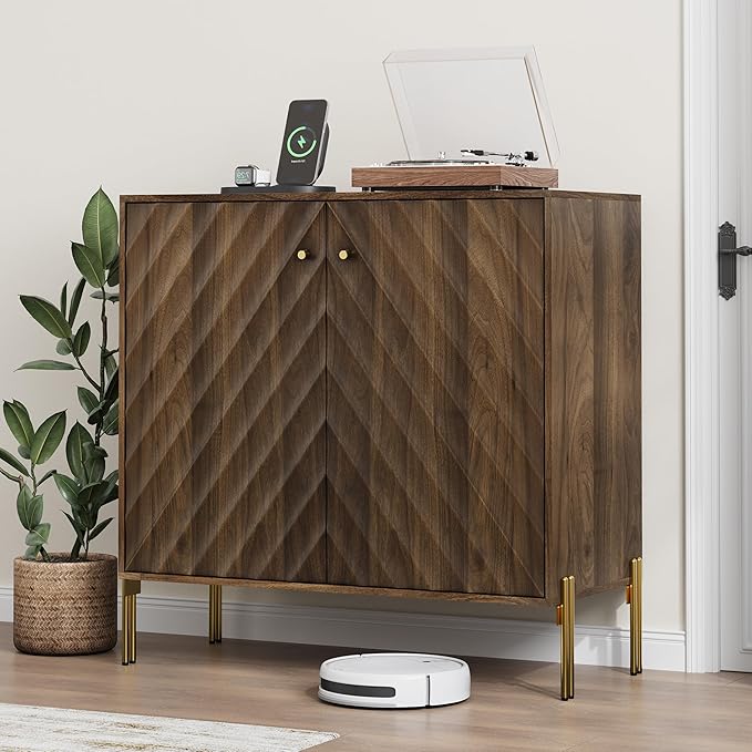 Smuxee Walnut Sideboard Cabinet, Freestanding Buffet Cabinet - Image 3