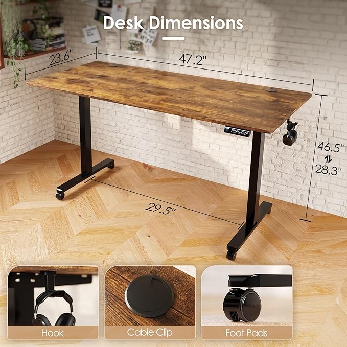 Monomi Electric Height Adjustable Standing Desk, 48x24 Inches Ergonomic Home - Image 2