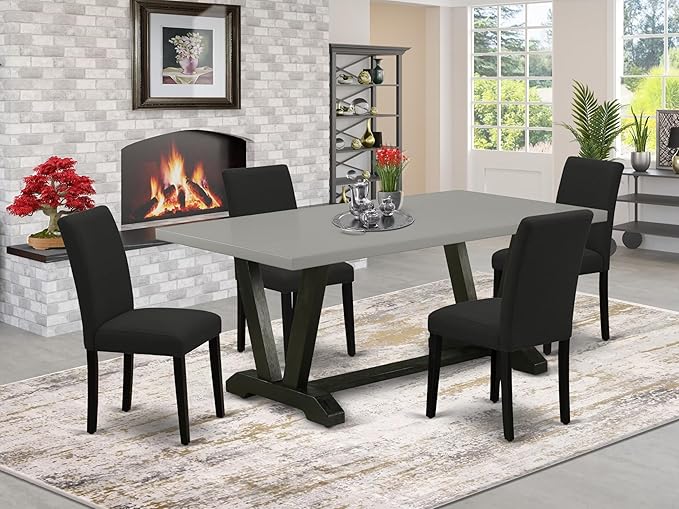 East West Furniture V697AB624-5 5 Piece Dining Table Set Includes a Rectangle - Image 2