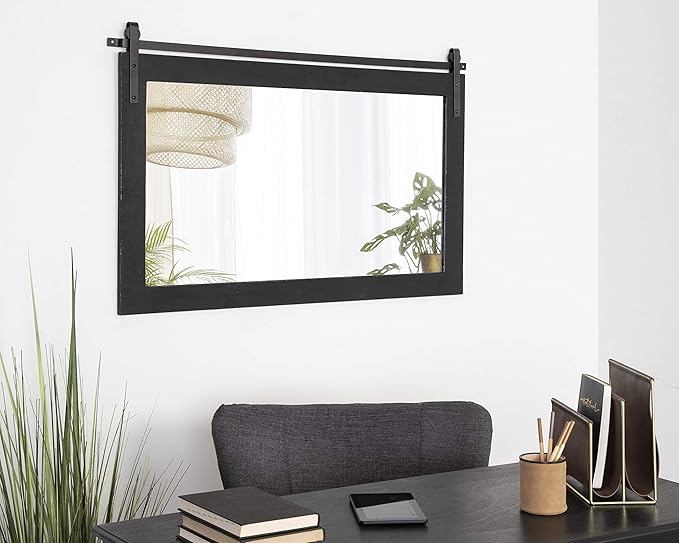 Kate and Laurel Cates Farmhouse Horizontal Wood Framed Wall Mirror, 40 x 26 - Image 2