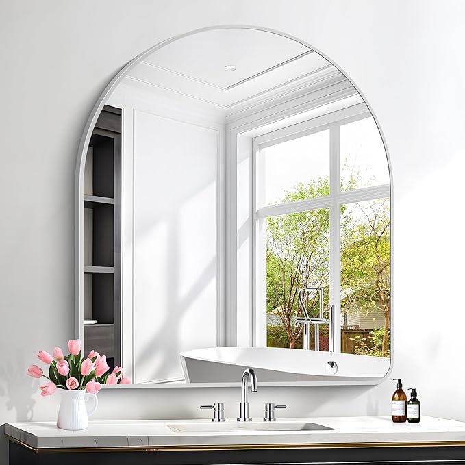 FORBATH Large Arched Wall Mirror 40x36 Inch, Arched Mirror by FORBATH