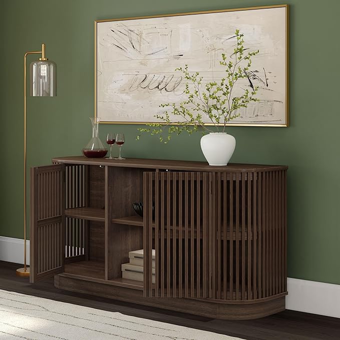 Plank+Beam Contour Wood TV Stand, Two Door Solid Wood Entertainment Console - Image 6
