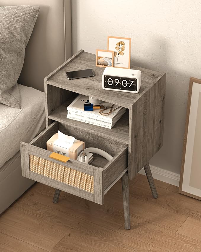 Rattan Nightstand, Modern Bedside Table - Image 6