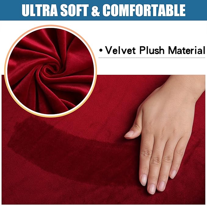 Smiry Velvet Seat Covers for Dining Room Chair Set of 6, Stretch Fit Removable - Image 2