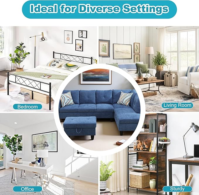 Couches for Living Room Modern L Shaped Couch Comfy Linen Fabric 3 Pieces - Image 7