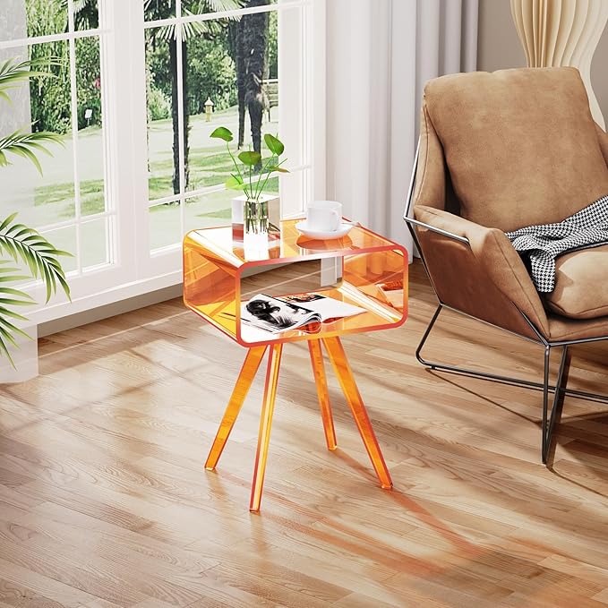 Acrylic Side Table, Acrylic Nightstand Bedside Table - Image 4
