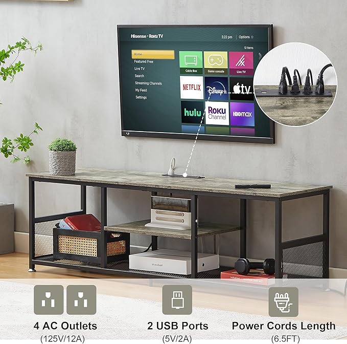 VECELO TV Stand with Power Outlets - Image 3
