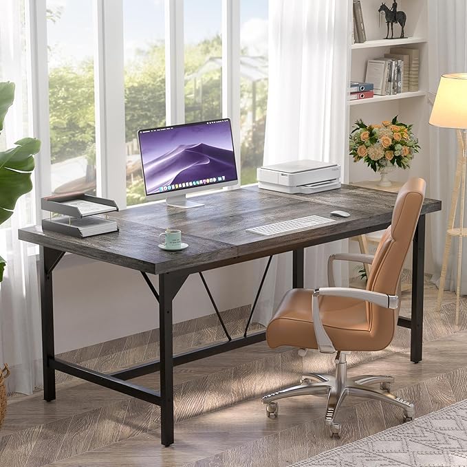 Unikito Large Computer Desk, 63x31.5 Inch Large Office Desks, Premium Sturdy 2 - Image 5