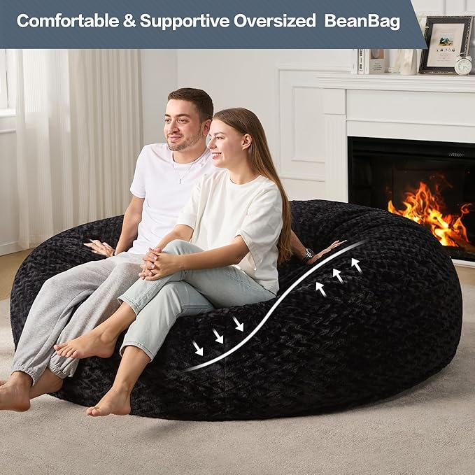 Hobestluk 6ft Bean Bag Chairs for Adults Large Beanbag Chair - Image 3