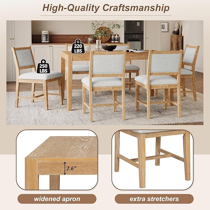 Merax 7 Pieces Retro Dining Set - Image 6