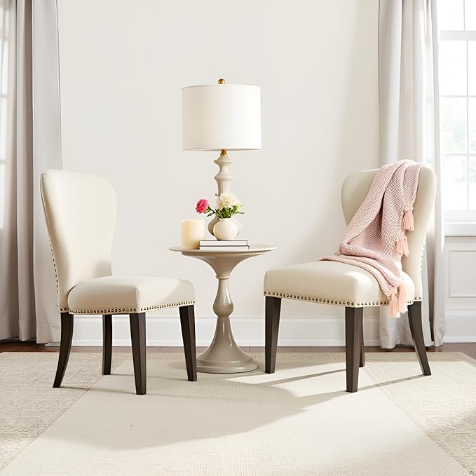 Alaterre Furniture Savoy Upholstered Dining Chairs – Set of 2 Parsons Style - Image 6