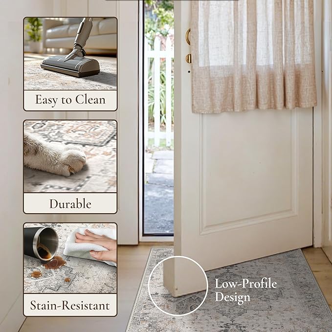 GENIMO Runner Rug 2x4, Non Slip Hallway Runner Rugs, Low Pile Lightweight - Image 6