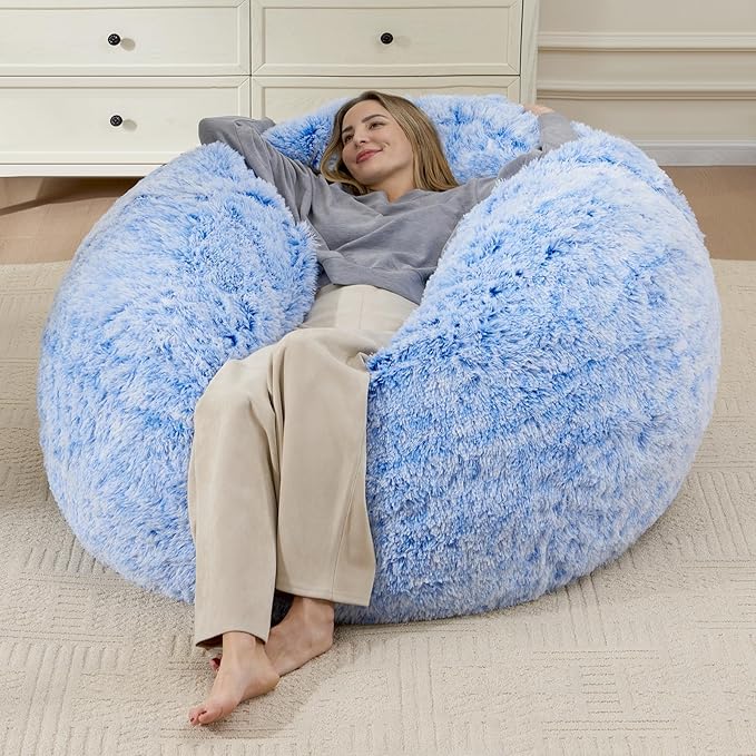 Large Bean Bag Covers Only, Fluffy Stuffed Beanbag Chair Covers No Filler by Unknown