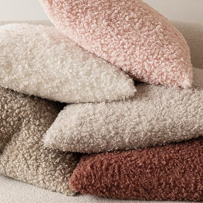 Foindtower 2 Pieces 24x24 Inch Light Pink, Faux Fur Throw Pillow Cover Accent - Image 6