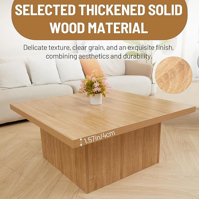 Square Cocktail Living Room Coffee Table Engineered Eco-Friendly Wood Look - Image 3