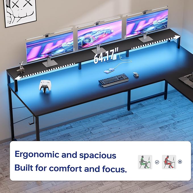 Pamray 64 Inch L Shaped Gaming Desk - Image 4