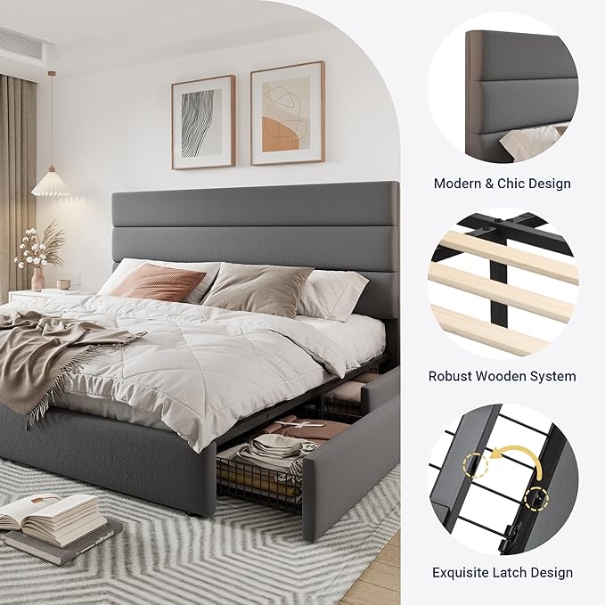 Allewie Modern King Size Platform Bed Frame - Image 6