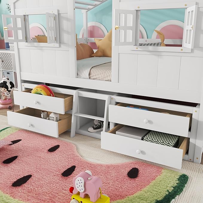 KEIKI Full Size Wooden House-Shaped Loft Bed - Image 7