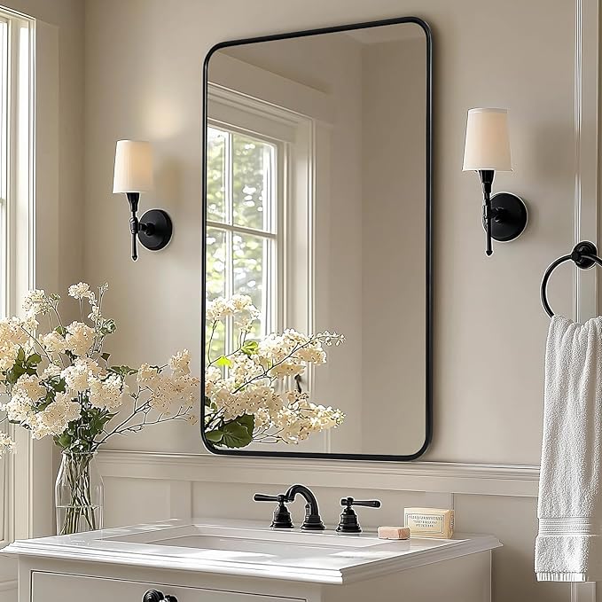 ANDY STAR Black Rectangle Mirror, 24x36 Inch Stainless Steel Metal Frame - Image 3