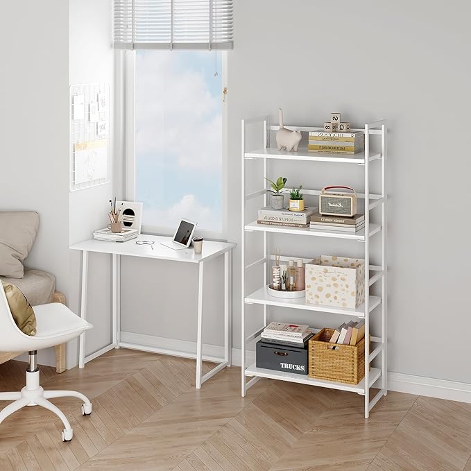BHG Vintage Multifunctional Folding Bookshelf, No-Assembly Plant Stand Storage - Image 2